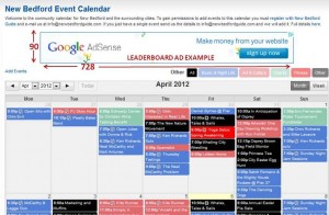 New Bedford Event calendar ad Space