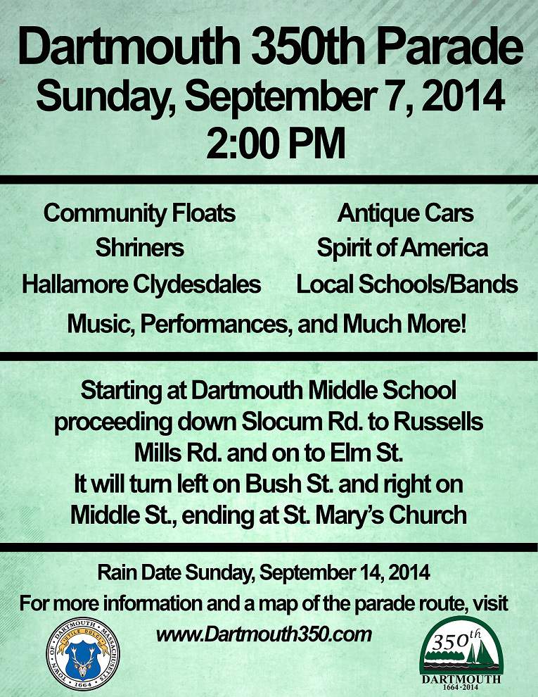 Dartmouth 350th Russells Mills Village weekend long celebration