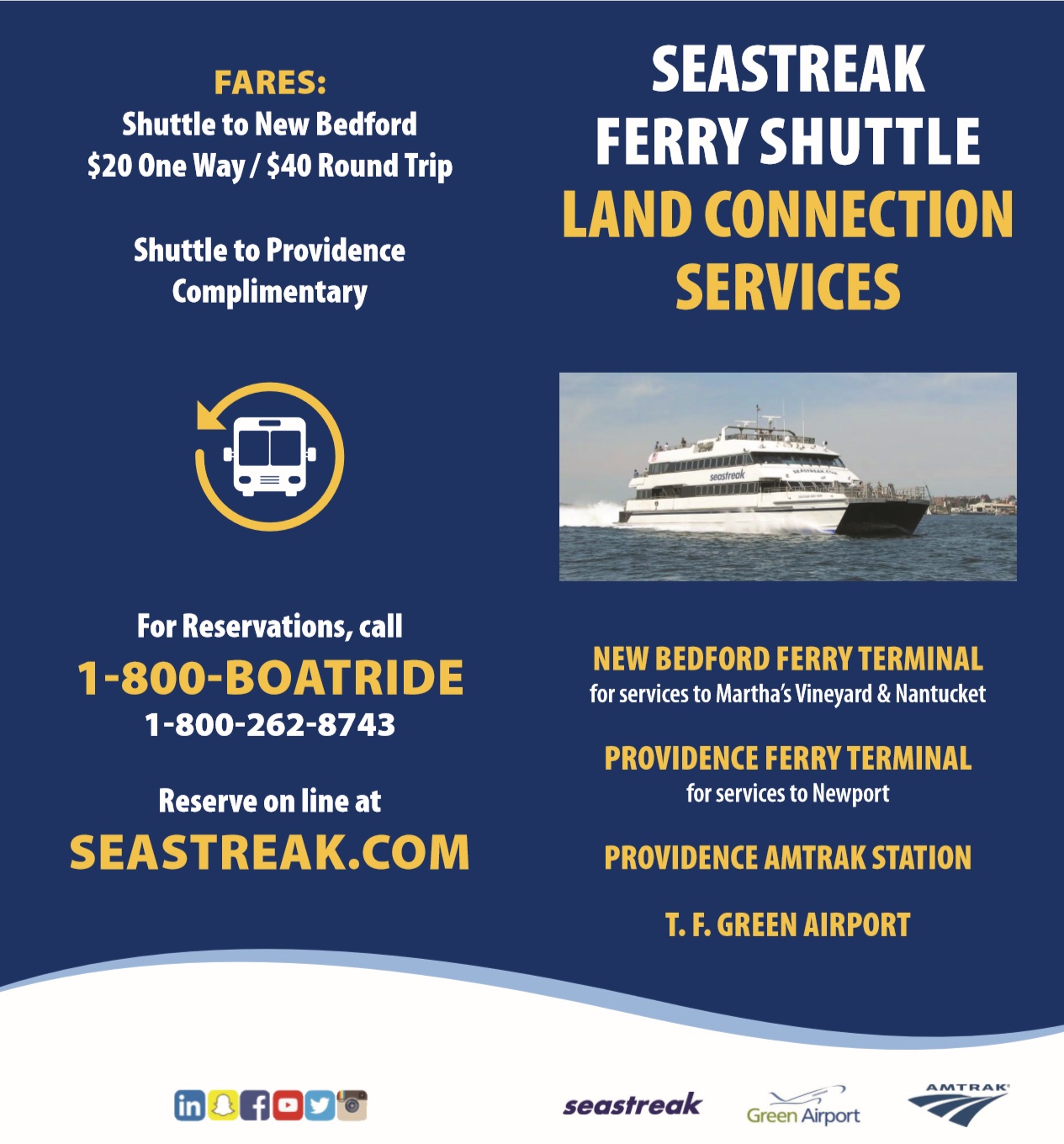 Seastreak Ferry Shuttle Land Connection Service New Bedford Guide