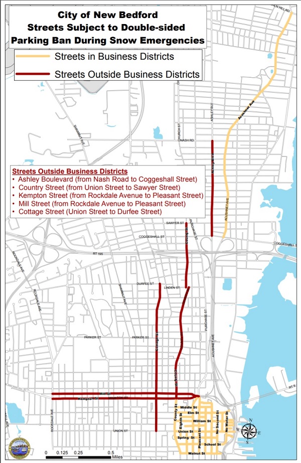 38 alternative parking areas during New Bedford’s parking ban New