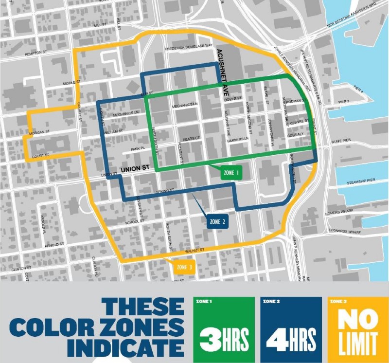 Extended time limits for parking in downtown New Bedford beginning