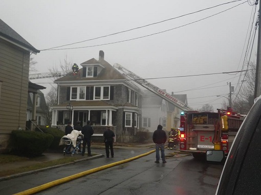 House fire on 55 Rounds Street in New Bedford. Photo by Jeff Costa.