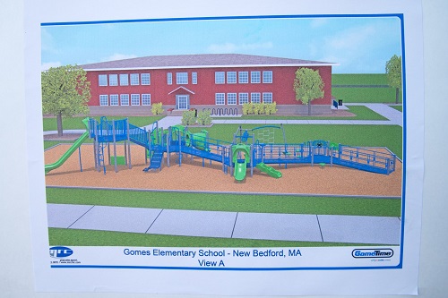 Senator Montigny breaks ground on new Gomes School playground new bedford 3